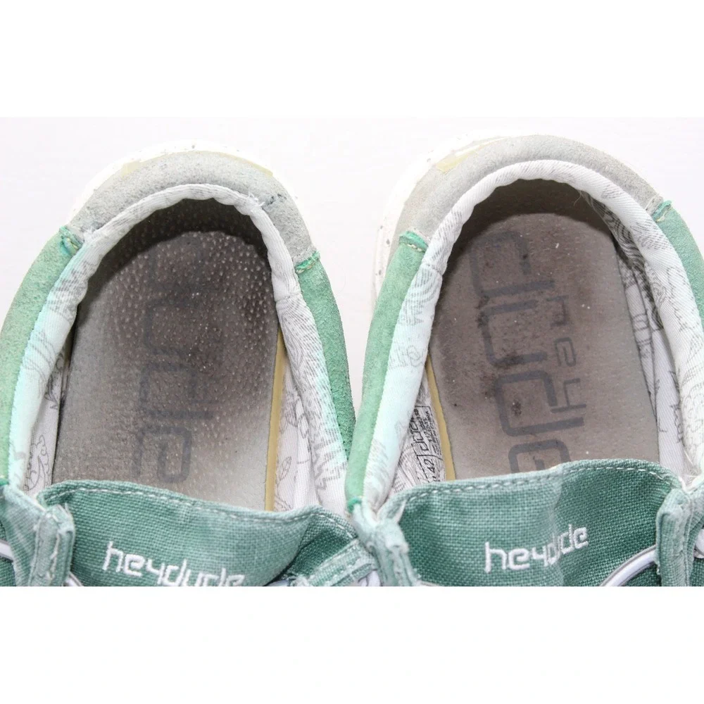Hey Dude Wally Flow Mens Green Canvas Slip On Loafers Shoes 112308338 Size 9